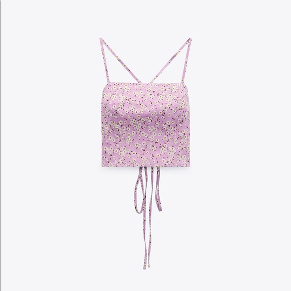 Zara Floral Backless Crop Top Size XS - Picture 4 of 4